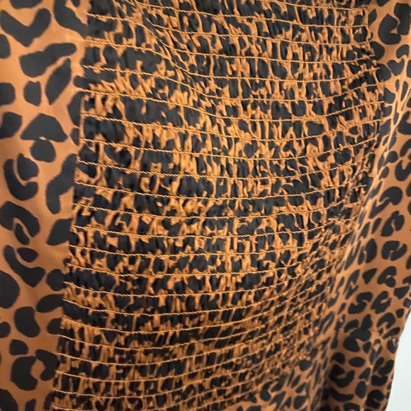 Beautiful Good American cheetah print satin feel puff sleeve midi maxi dress XL - Picture 6 of 12